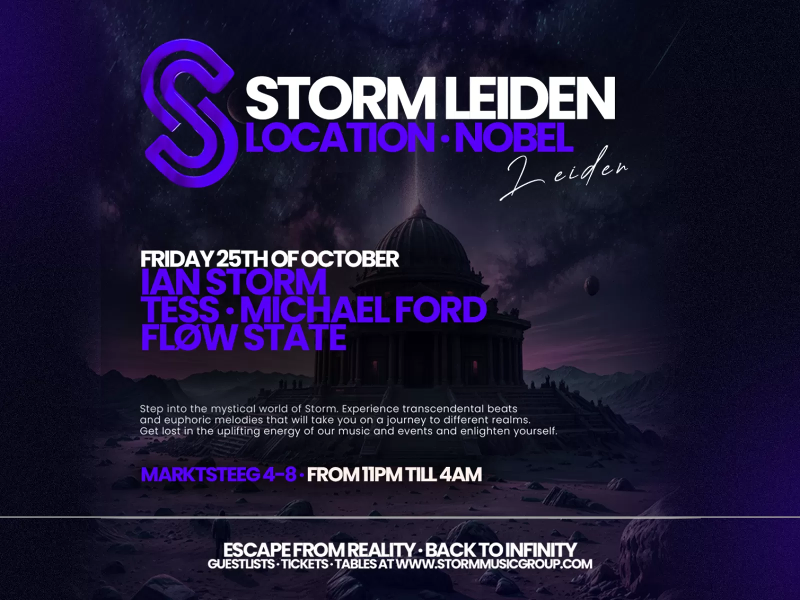 Storm Limited Edition house trance melodic techno clubnacht met Ian Storm Nobel uitgaan Leiden