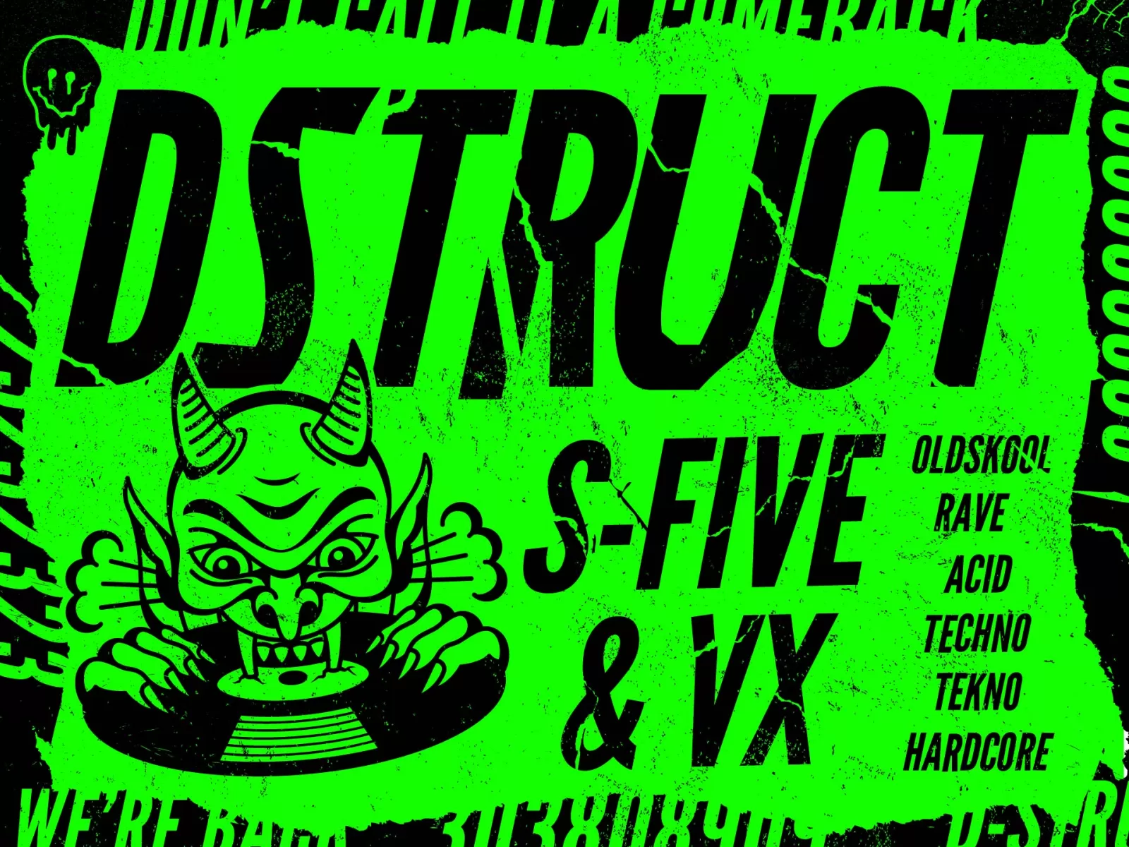 Dstruct soundsystem S-five & VX oldschool rave, acid, techno club uitgaan Nobel Leiden