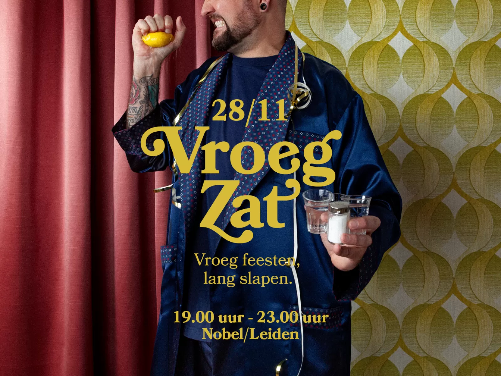 VroegZat vroeg feesten, lang slapen, hits clubavond ouderen Nobel Leiden