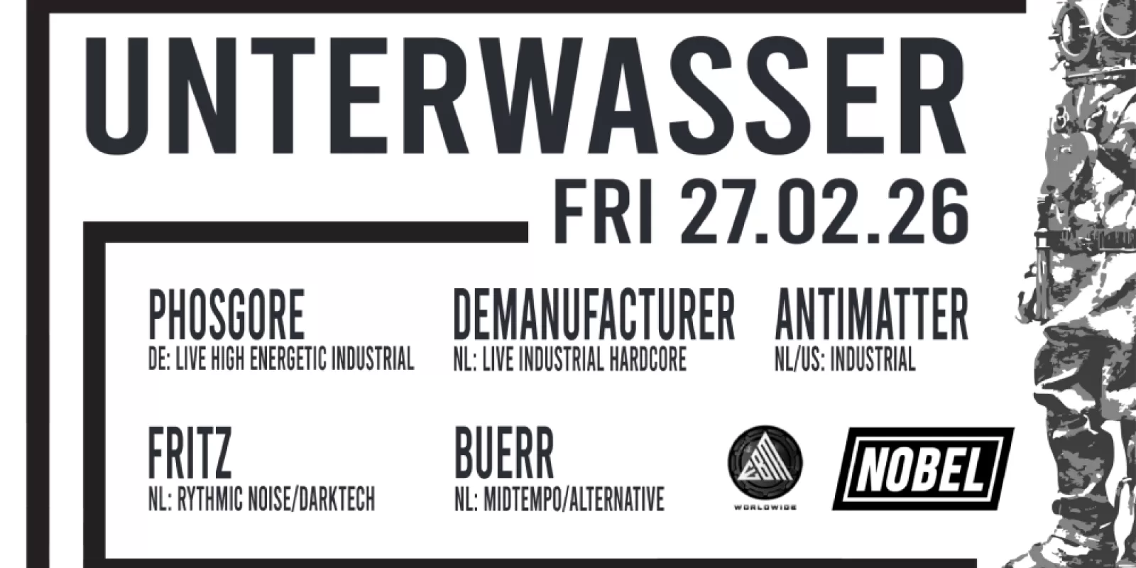 Unterwasser electronic clubnacht Nobel Leiden 